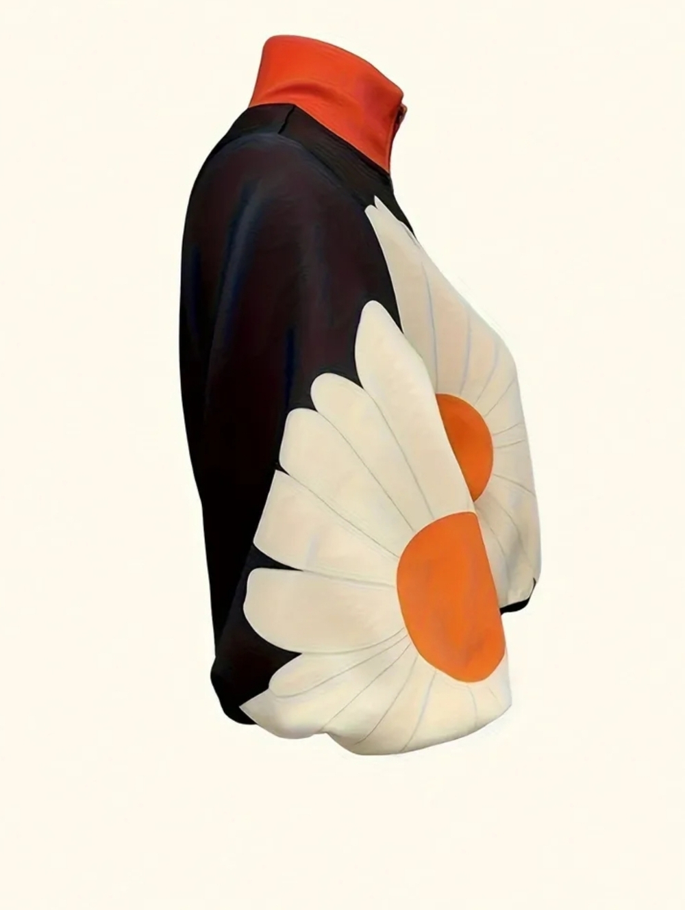 Floral Colorblock Cropped Jacket - Black, Blue & Cream - Picture 5 of 7